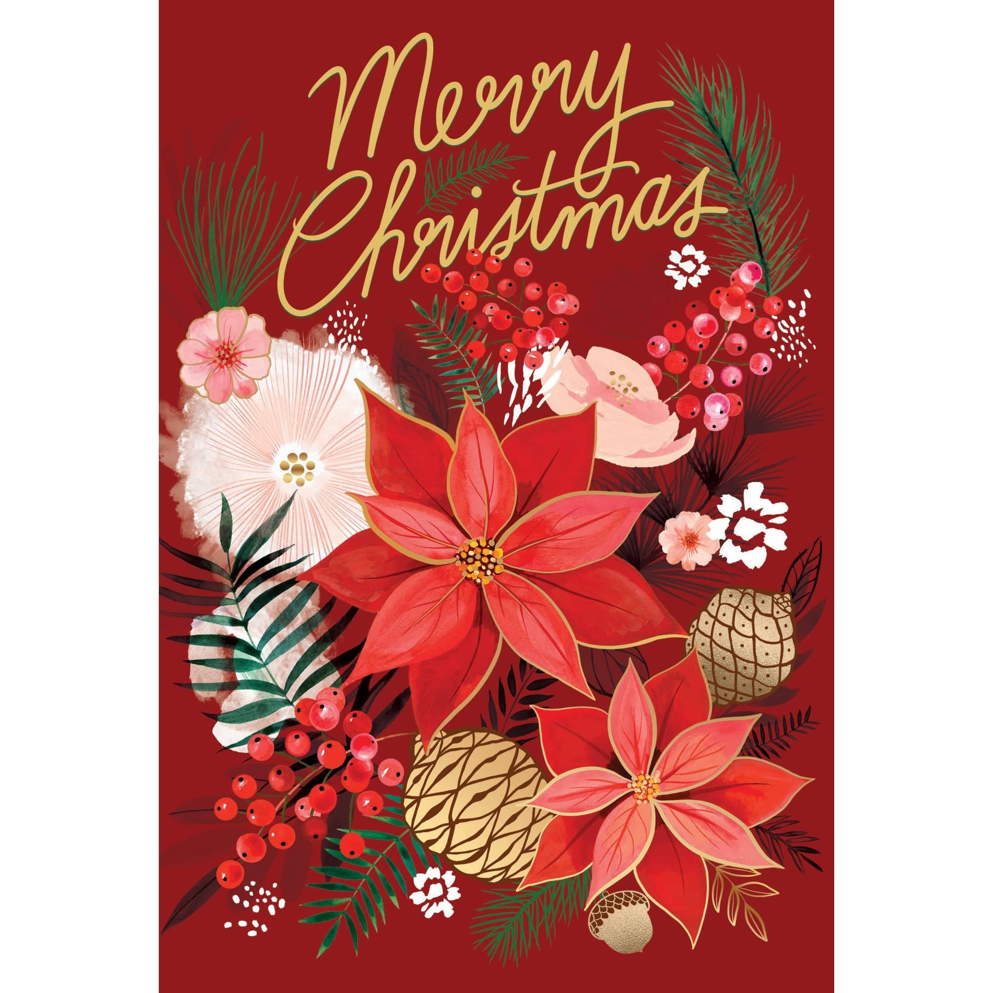 Seasonal Holiday Poinsettias Christmas Card by Pictura featuring festive red poinsettia flowers and holiday design.